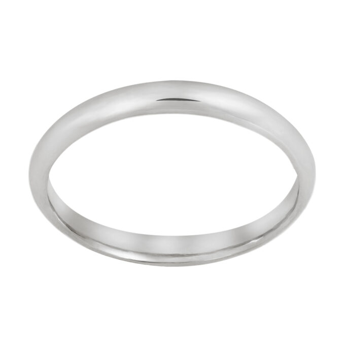 Aliança Arredondada Ouro Branco - 2mm